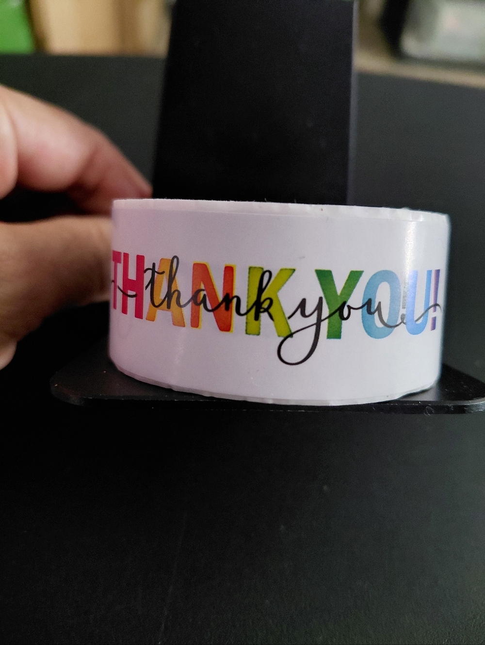 120ct. Multi-Color Thank You Square Stickers Bonus 3 Random Polymailers 1"Hx3"W - Picture 3 of 4